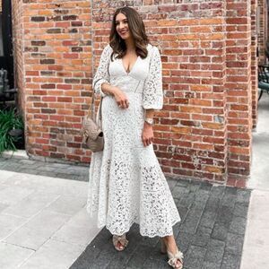 Jonathan Simkhai Cream Lace V-Neck Dress $695